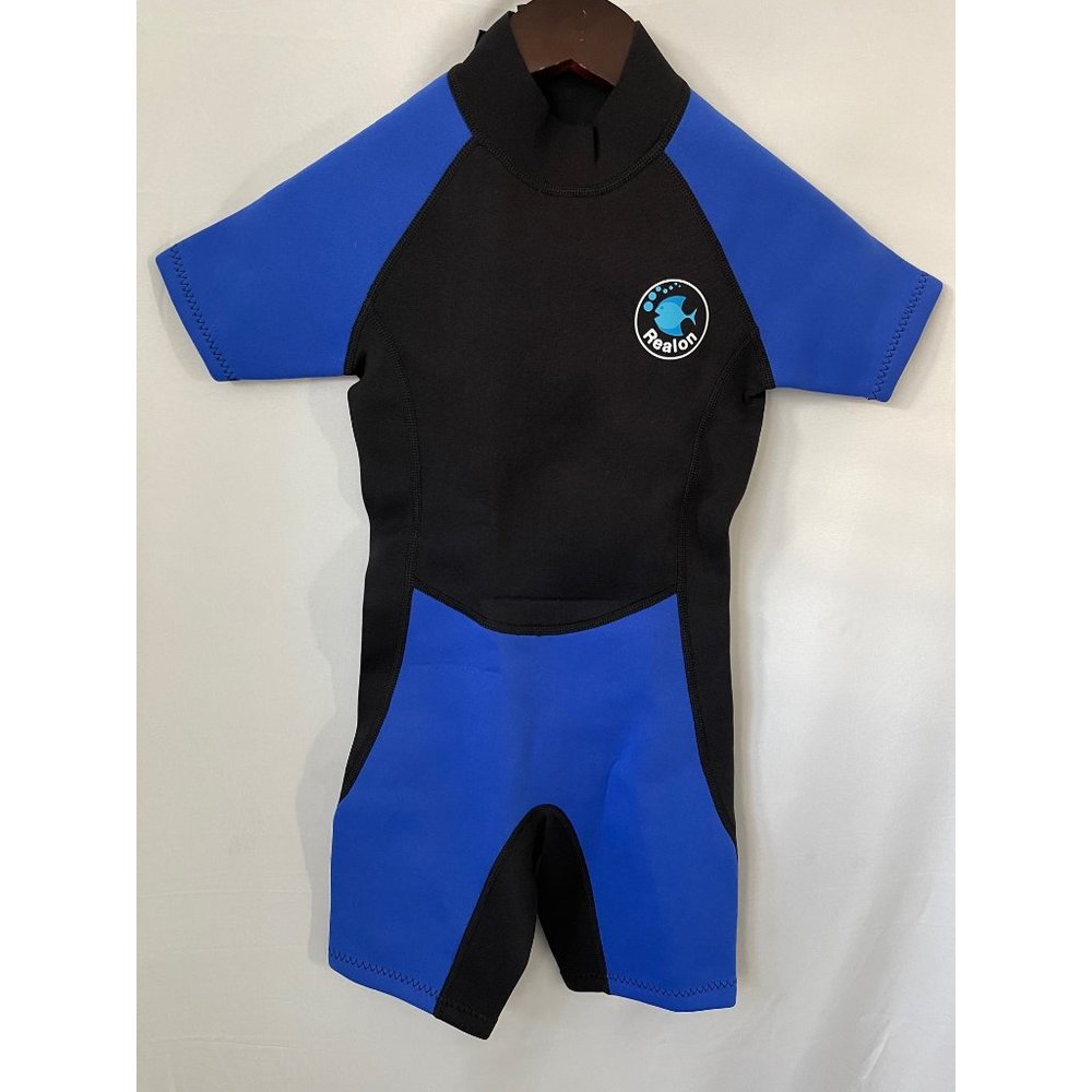 Realon Kids Black/Blue Shorts/Short Sleeve Style Wet Suit - Small